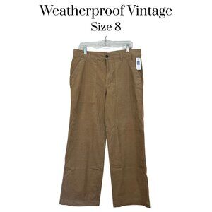Weatherproof Vintage Women’s Tan Wide Leg Corduroy Pants Size 8 Cotton Trousers